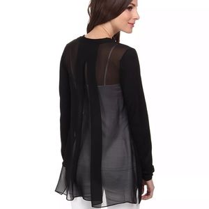 Nic + Zoe black button up cardigan sheer back Sz S